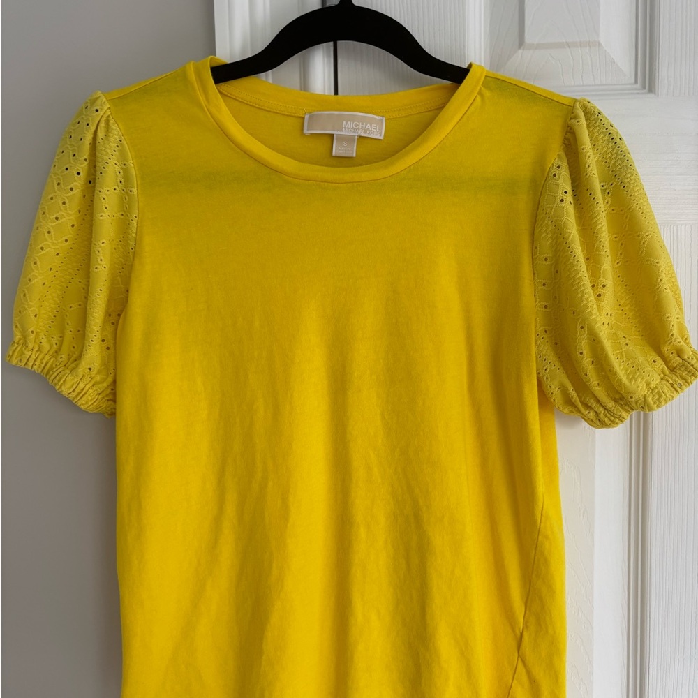 Michael Kors Yellow Eyelet Sleeve Top